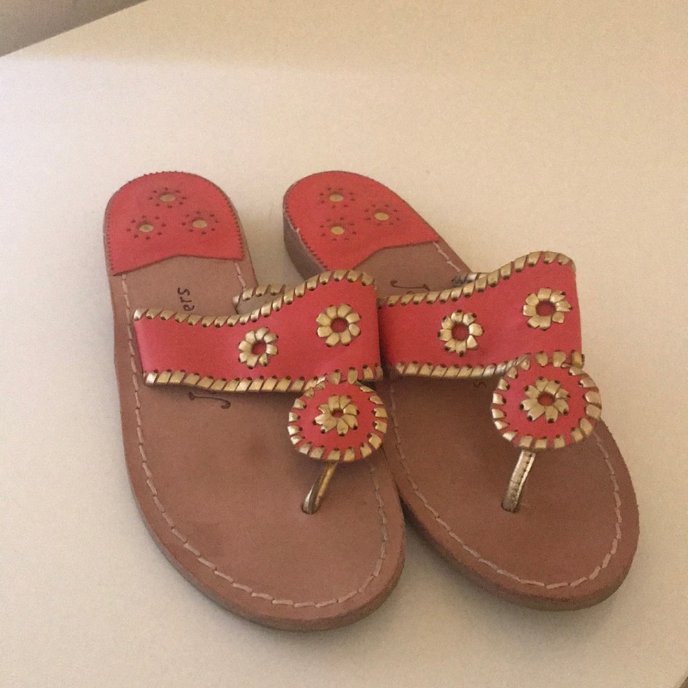 Jack Rogers - coral and gold - Size 7